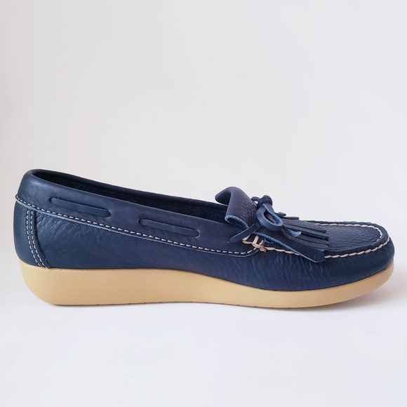 SAS Hand-sewn Blue Leather Loafers - Picture 6 of 13